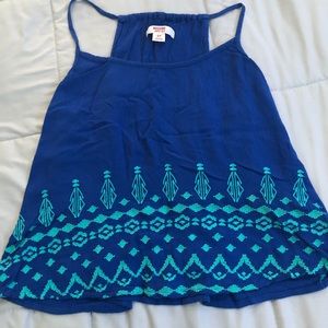 Blue Mossimo tank with mint green “tribal” design